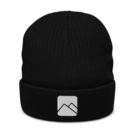 Mountain Square logo ribbed knit beanie - black