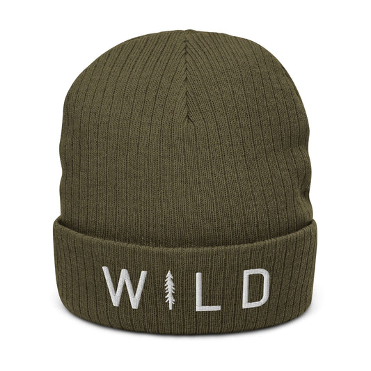 WILD ribbed knit beanie - olive 