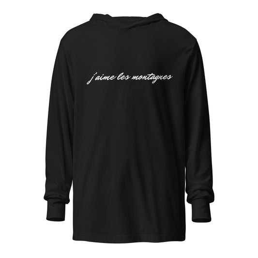 j'aime les montagnes hooded long sleeve shirt - black