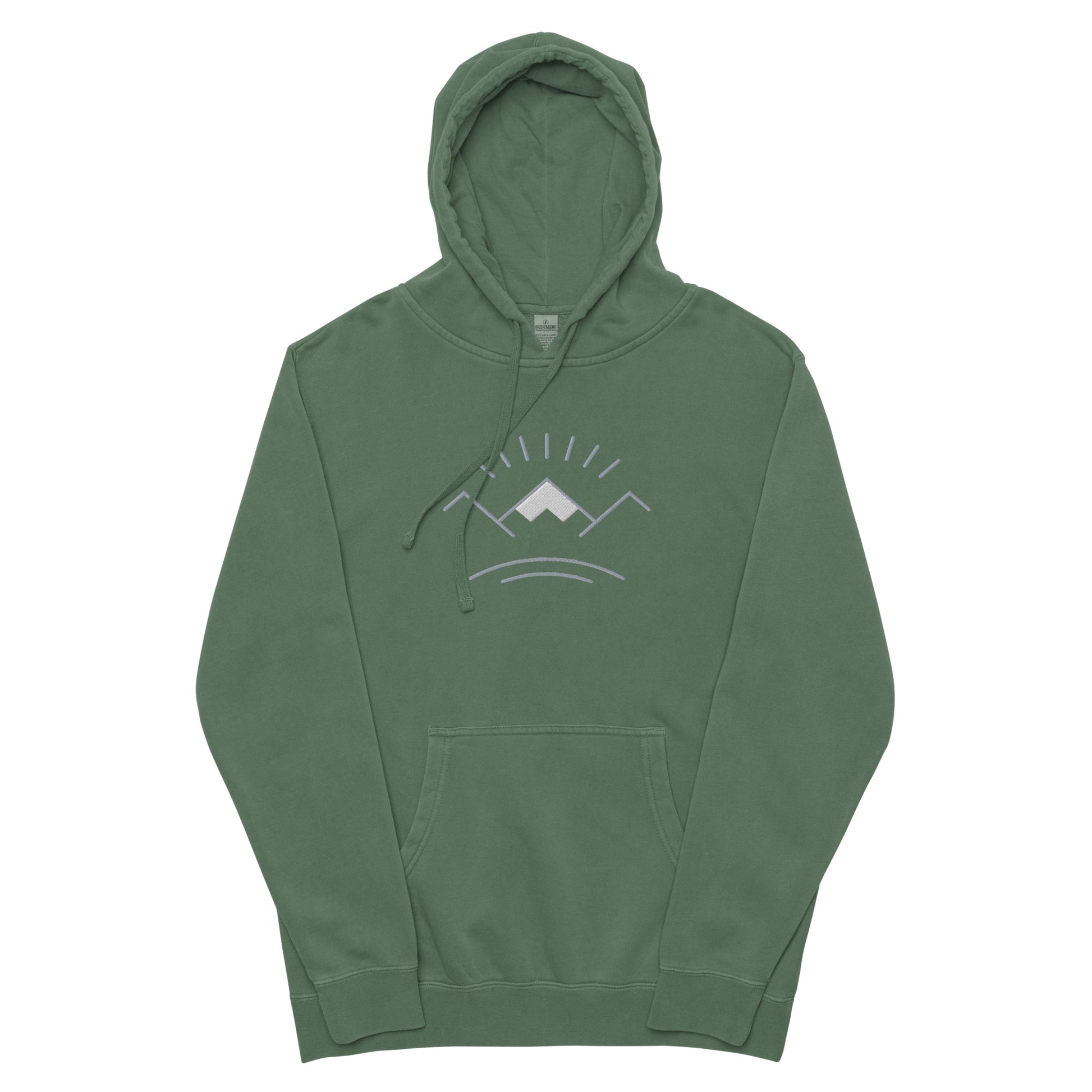 Simple Stitch Mountains Pigment-dyed hoodie - alpine green