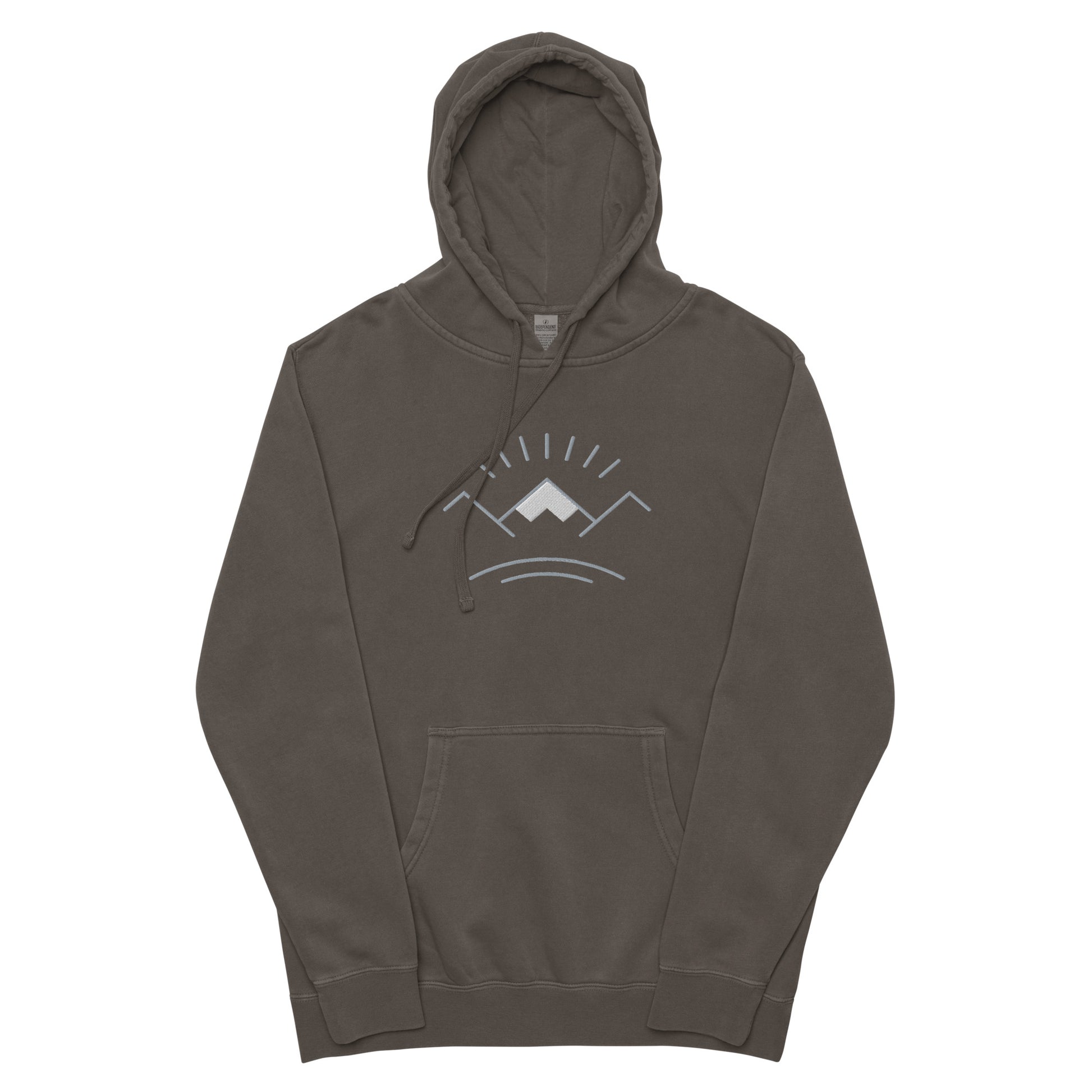 Simple Stitch Mountains Pigment-dyed hoodie - black