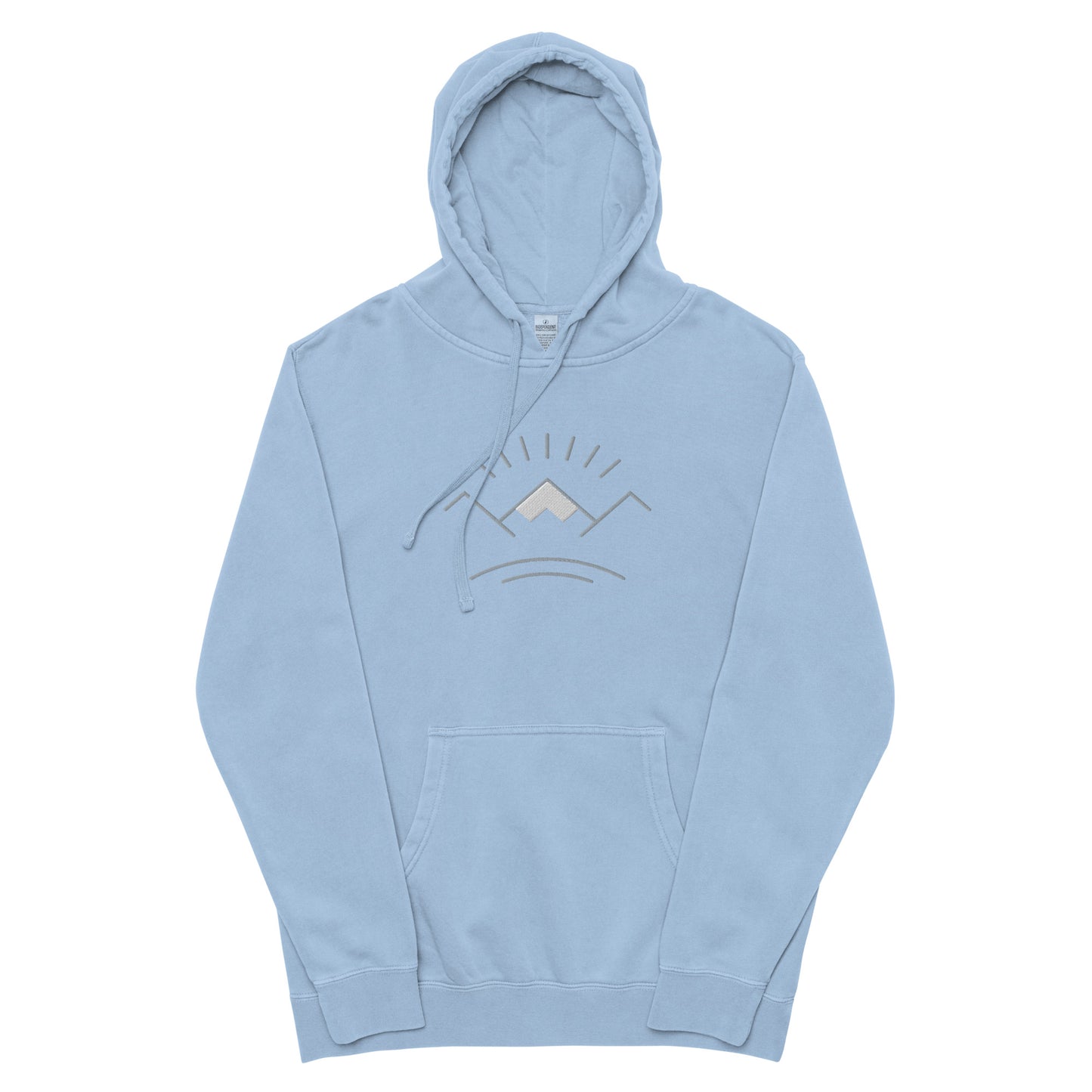 Simple Stitch Mountains Pigment-dyed hoodie - light blue