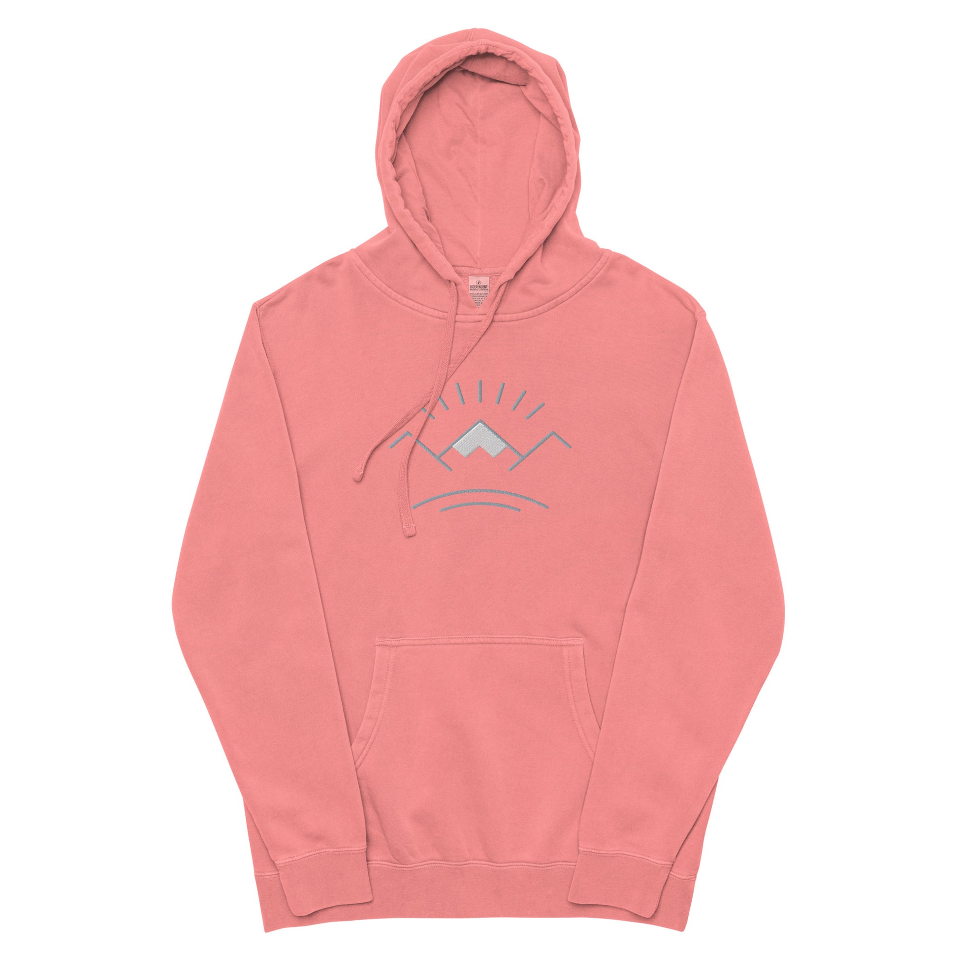 Simple Stitch Mountains Pigment-dyed hoodie - pink