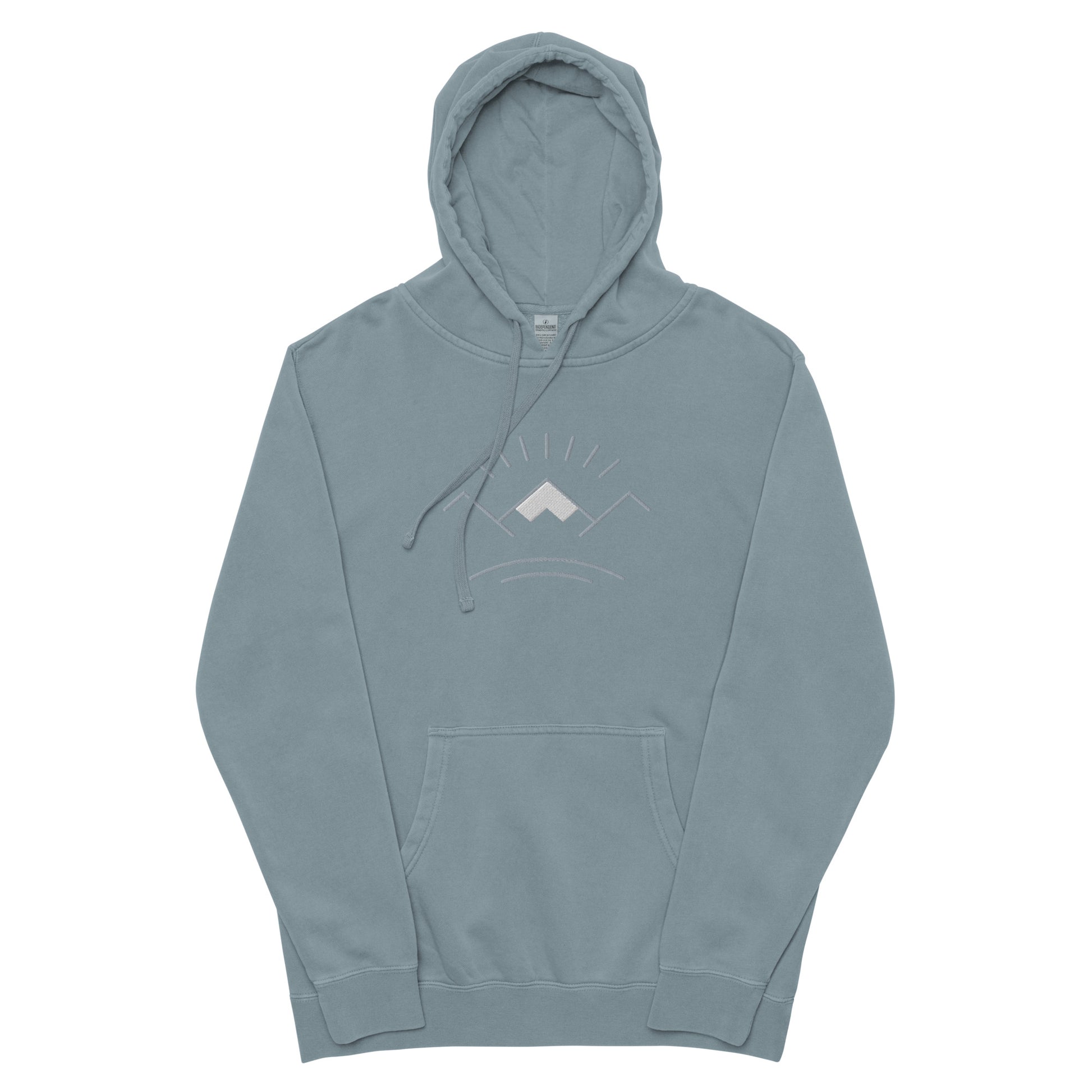 Simple Stitch Mountains Pigment-dyed hoodie - slate blue