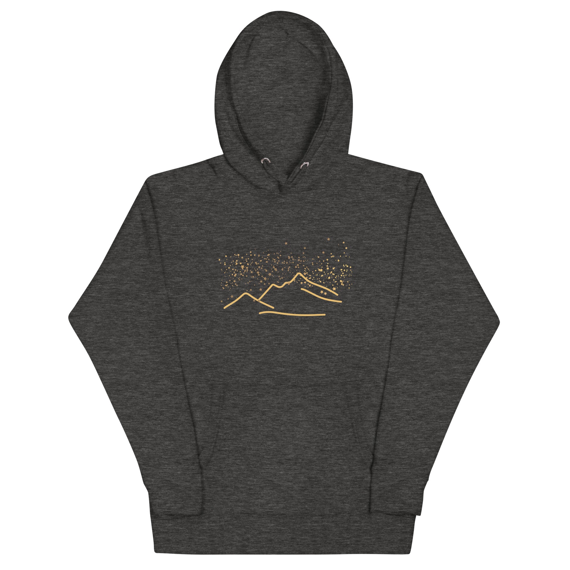 Starry Mountains hoodie, charcoal heather