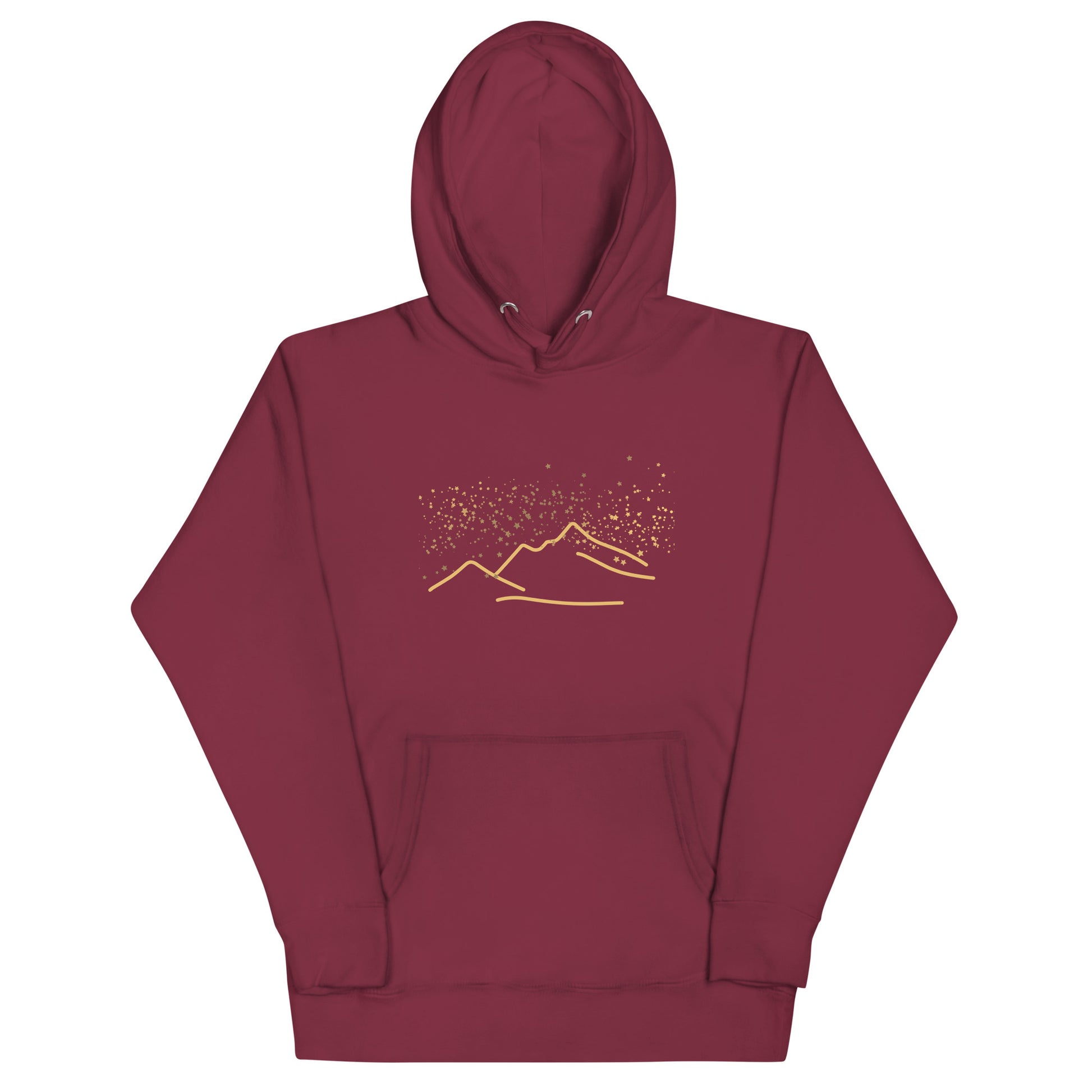 Starry Mountains hoodie, maroon