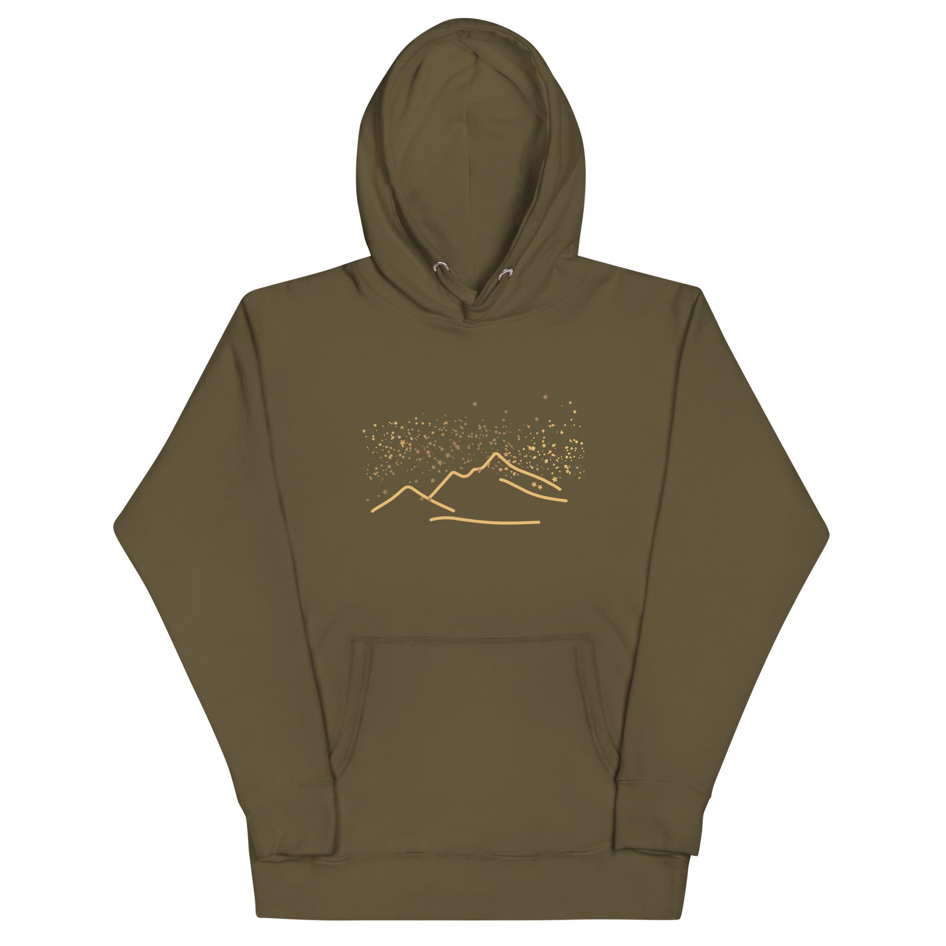 Starry Mountains hoodie, olive green