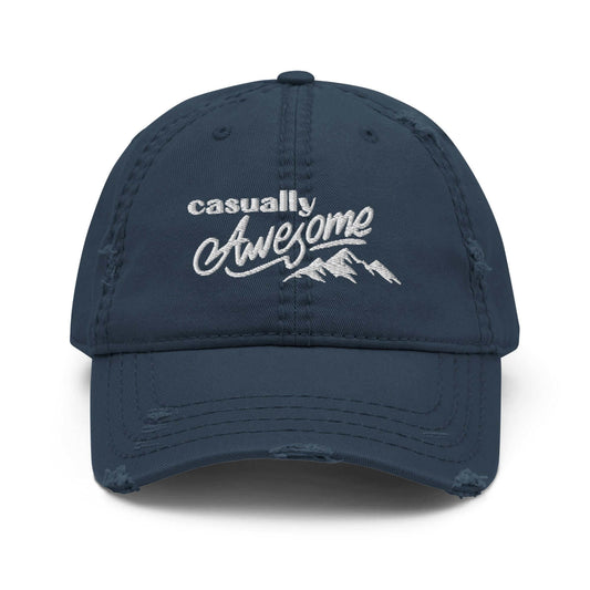 casually awesome distressed dad hat, navy