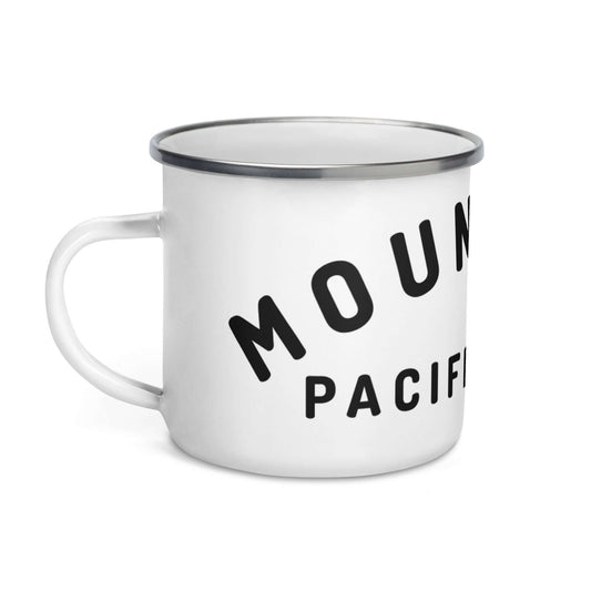 Mountains Pacific Coast enamel mug, front