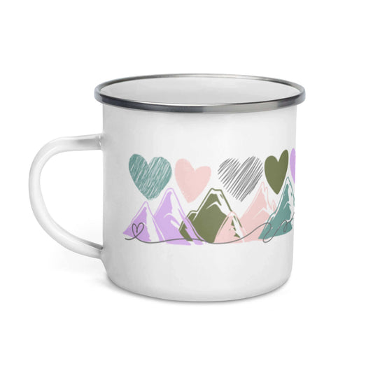 Mountains & Hearts Enamel Mug