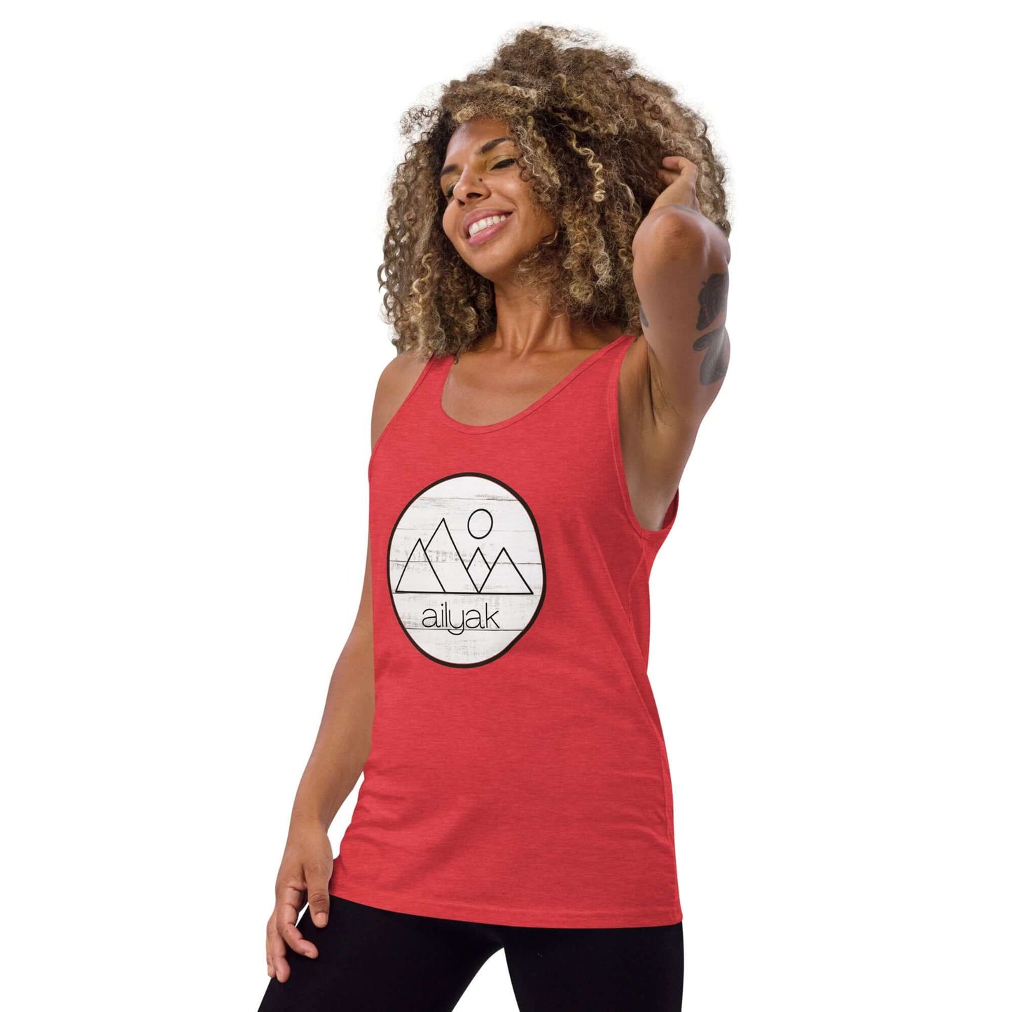 mountain themed apparel: ailyak tank top, red