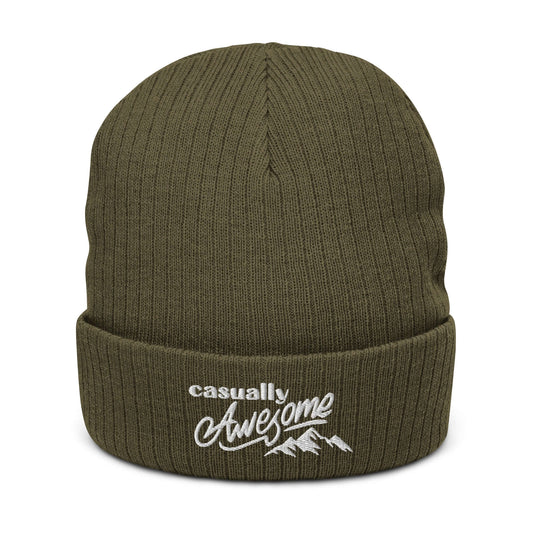 casually awesome beanie, olive green