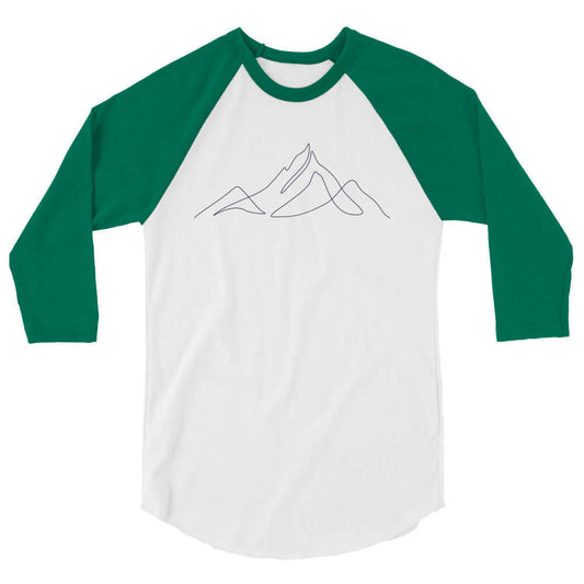 One Line Mountains 3/4 sleeve raglan shirt