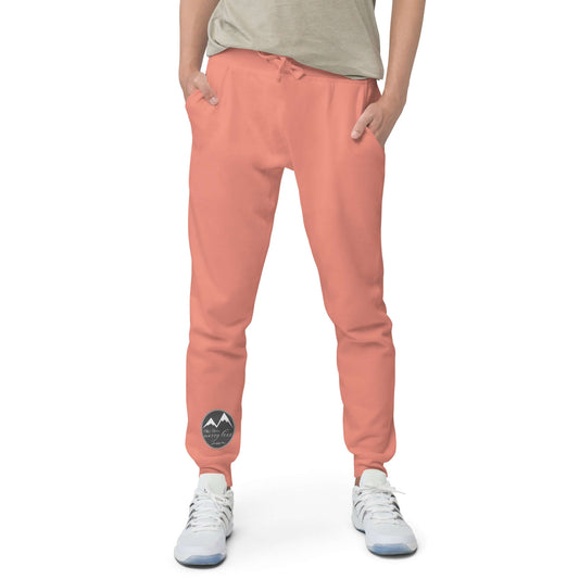 mountain themed apparel: hike more worry less fleece joggers, dusty rose