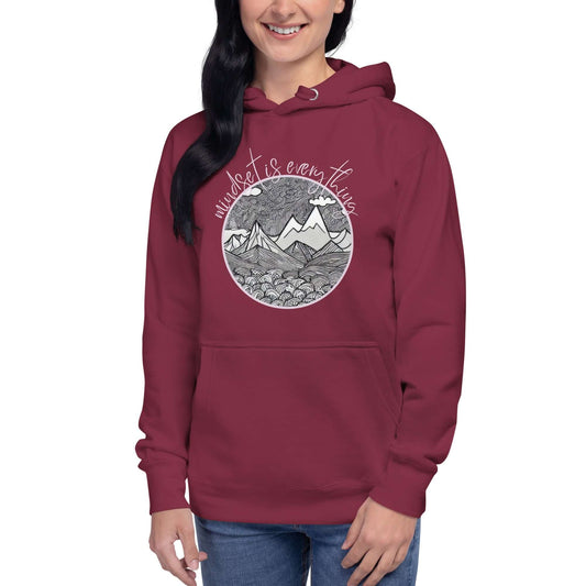 mountain themed apparel: mindset is everything hoodie, maroon