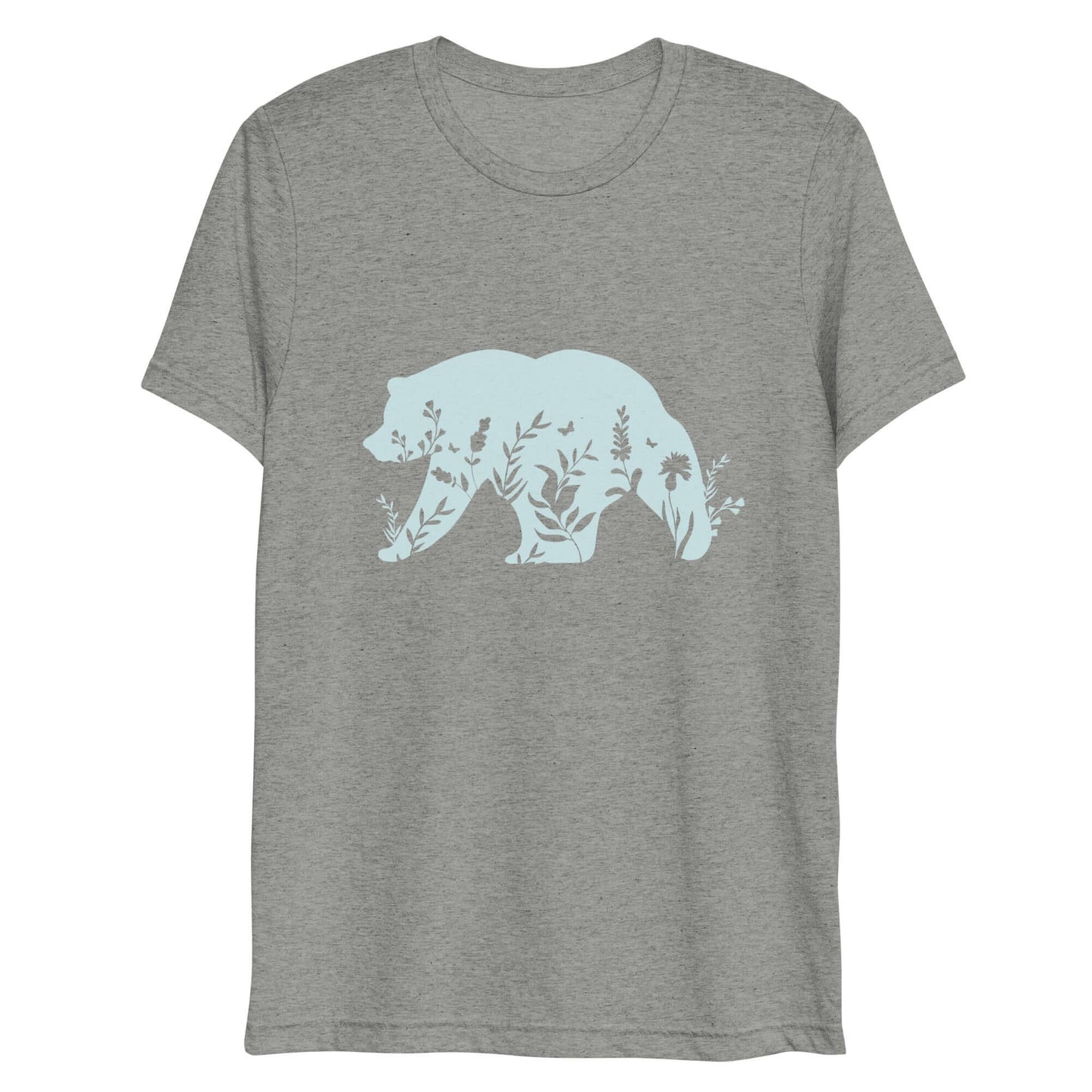 wildflower bear t-shirt, athletic grey triblend