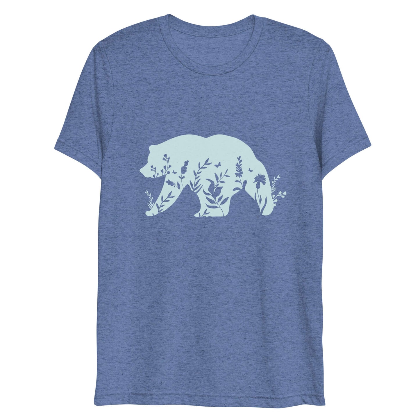 wildflower bear t-shirt, blue triblend