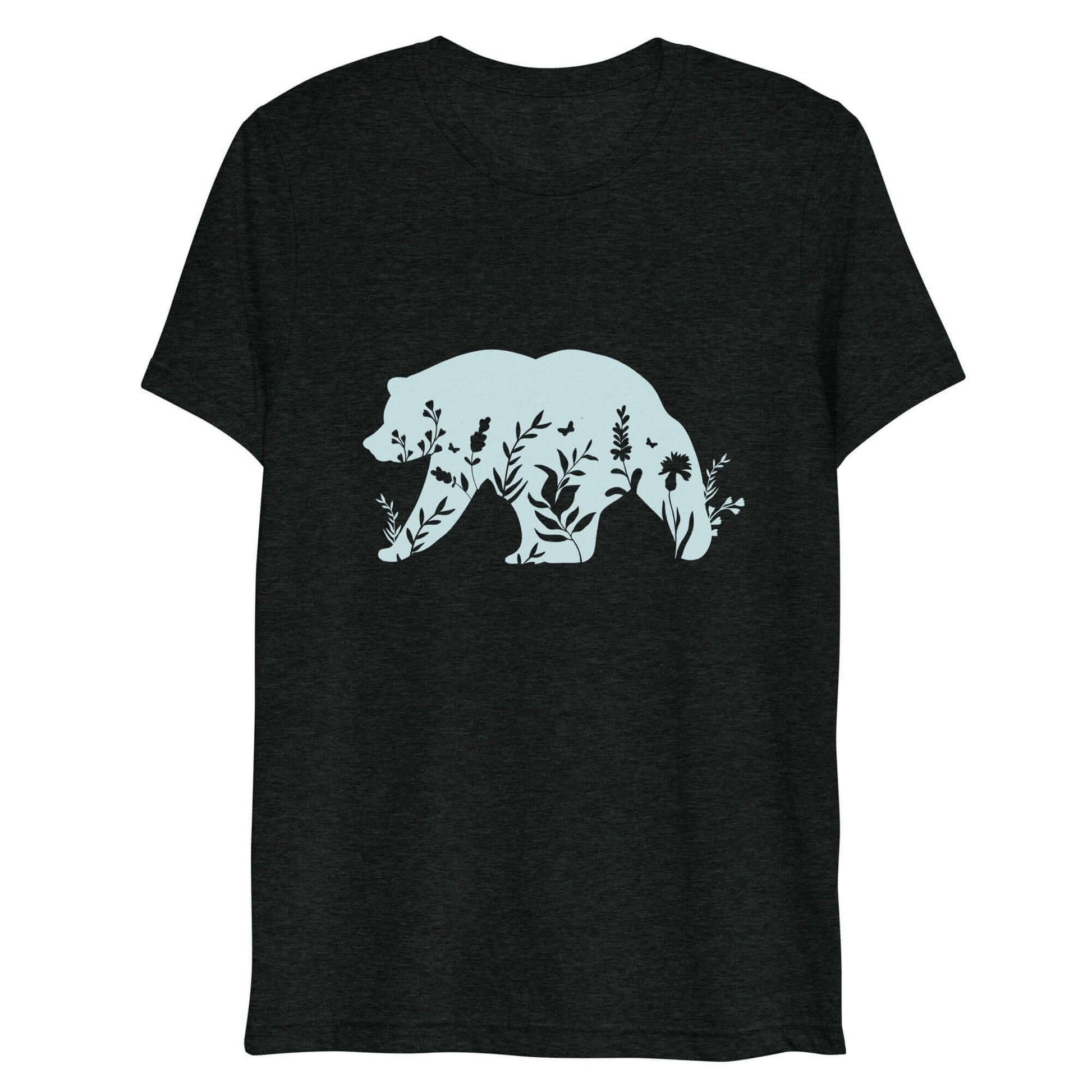 wildflower bear t-shirt, charcoal triblend