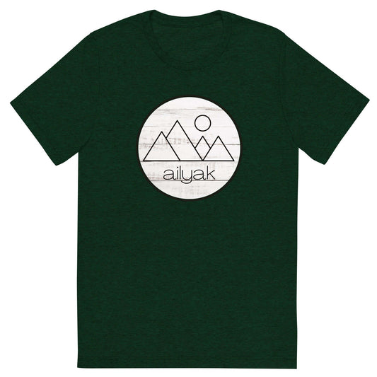 mountain themed apparel: ailyak t-shirt, emerald triblend