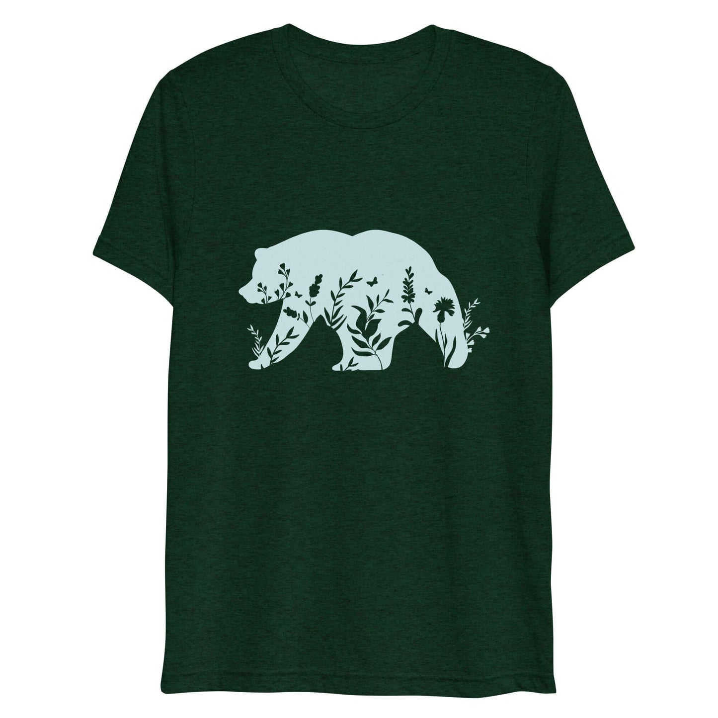 wildflower bear t-shirt, emerald triblend