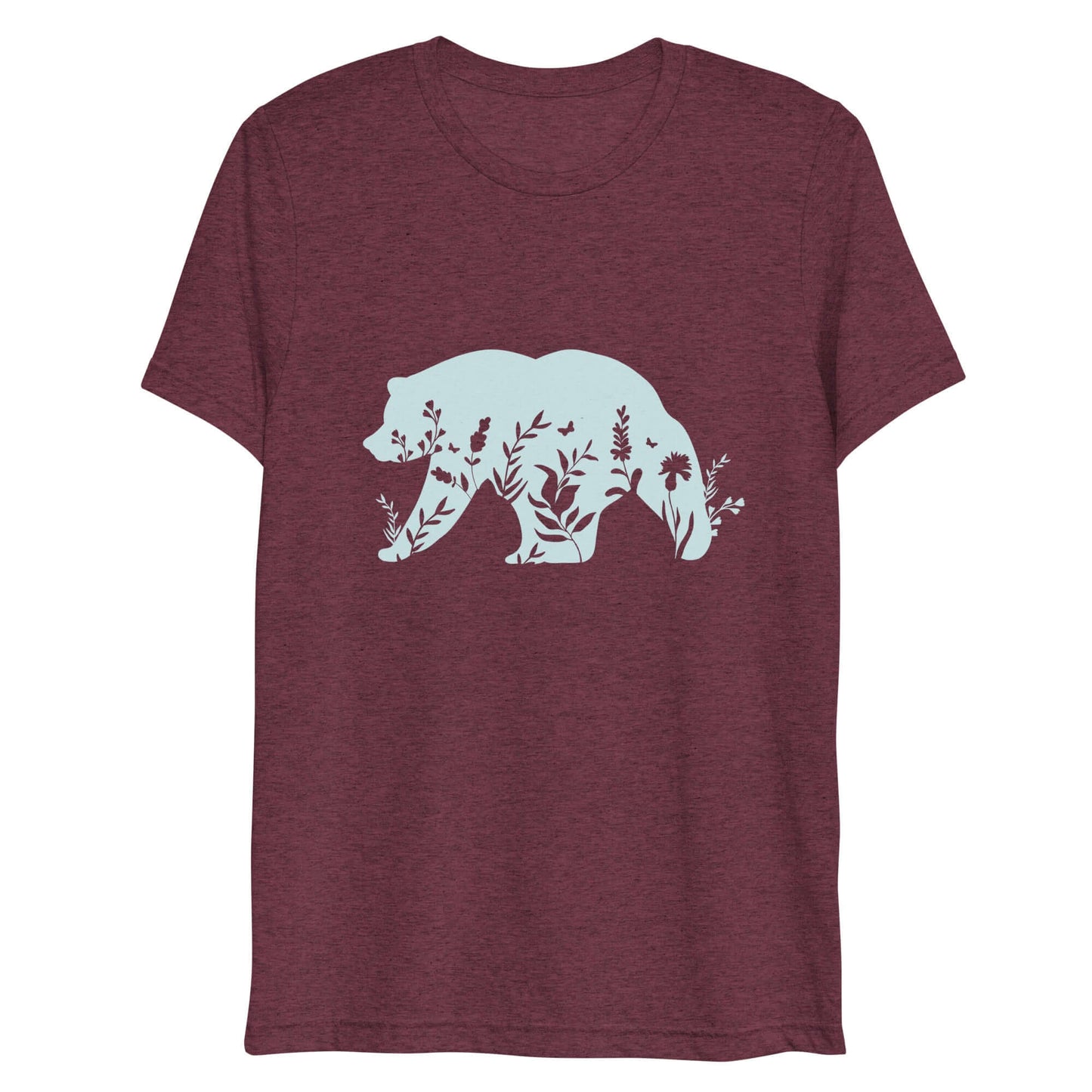 wildflower bear t-shirt, maroon triblend