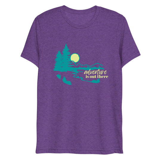 mountain themed apparel, mountain t-shirt: adventure is out there t-shirt, purple triblend