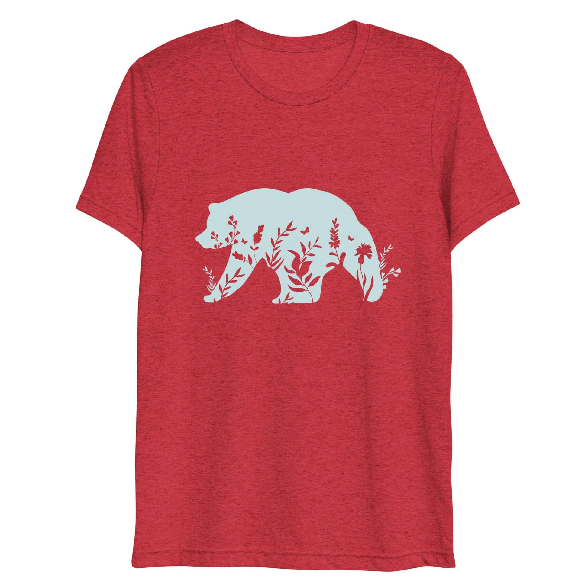 wildflower bear t-shirt, red triblend