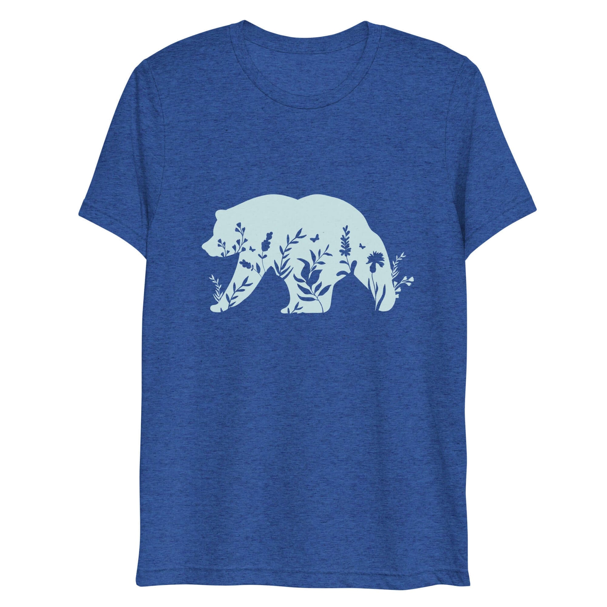 wildflower bear t-shirt, royal triblend