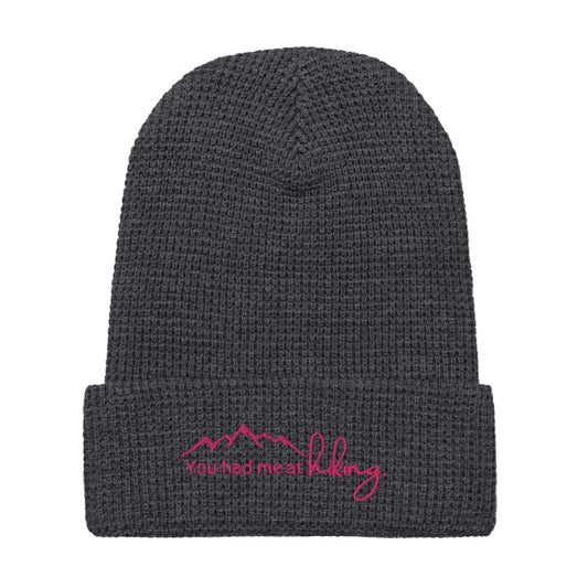 mountain themed apparel and more: you had me at hiking waffle beanie, charcoal