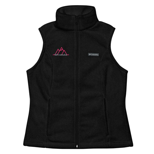 mountain themed apparel: let's wander columbia fleece vest, black